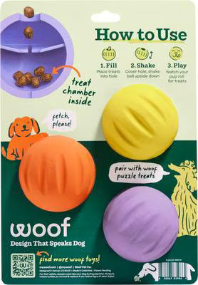 Woof Flyball Fetch Ball & Fits Standard Launchers Interactive Dog Toy, Lavender/Orange/Yellow, 3 count