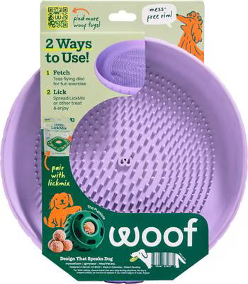 Woof Fly N' Feed Flying Disc Dog Toy & Lick Mat for Enrichment, Lavender