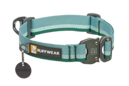 Ruffwear Top Rope™ Metal Buckle Dog Collar Strong Reflective Ballasted 20-26", River Rock Green