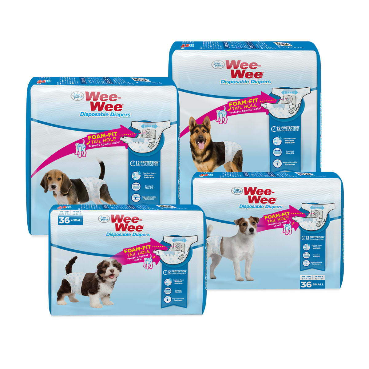 WEE WEE DIAPER 36 PC XS