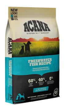 Acana Freshwater Fish Recipe dog food bag with 60% fish, 40% vegetables, 0% grains
