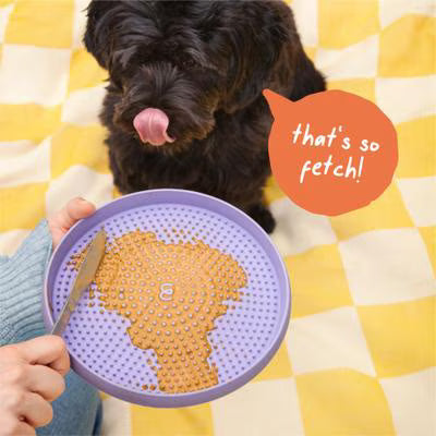 Woof Fly N' Feed Flying Disc Dog Toy & Lick Mat for Enrichment, Lavender
