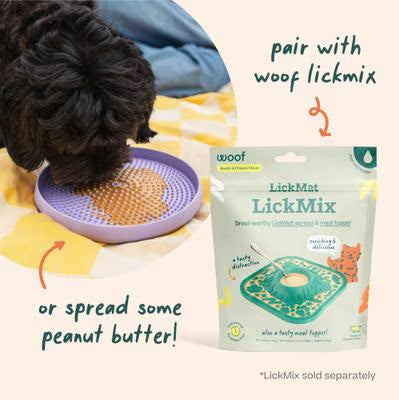 Woof Fly N' Feed Flying Disc Dog Toy & Lick Mat for Enrichment, Lavender