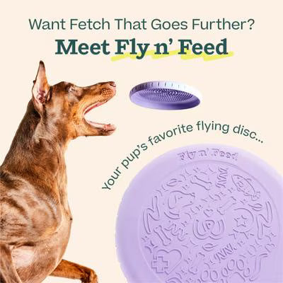 Woof Fly N' Feed Flying Disc Dog Toy & Lick Mat for Enrichment, Lavender