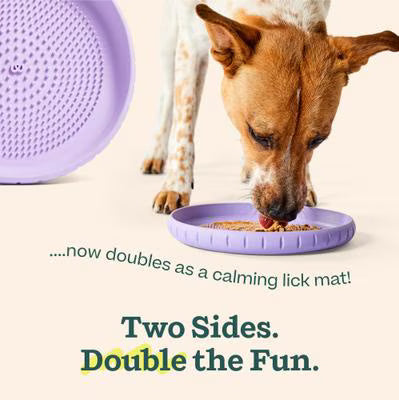 Woof Fly N' Feed Flying Disc Dog Toy & Lick Mat for Enrichment, Lavender