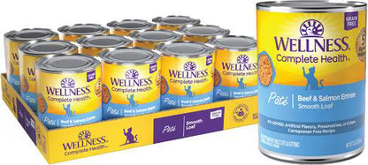 Wellness Complete Health Pate Beef & Salmon Natural Grain-Free Cat Food, 12.5-oz can