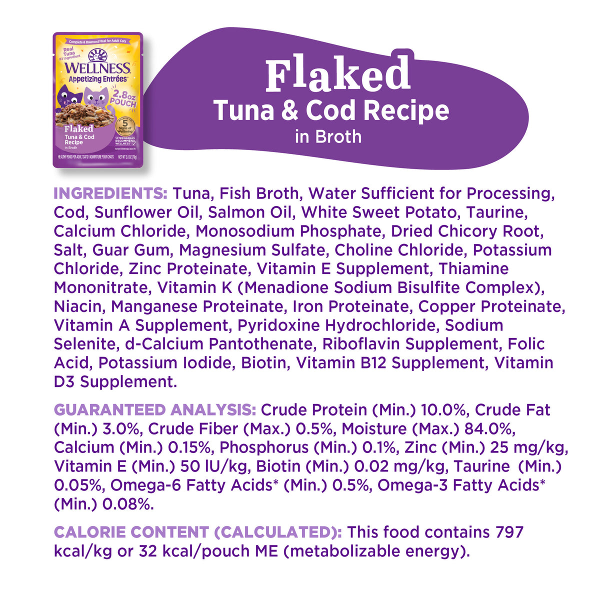 WELLNESS ENTREE FLKD TUNA/COD