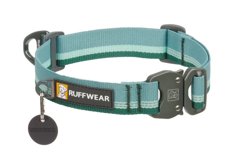 Ruffwear Top Rope™ Metal Buckle Dog Collar Strong Reflective Ballasted 20-26", River Rock Green