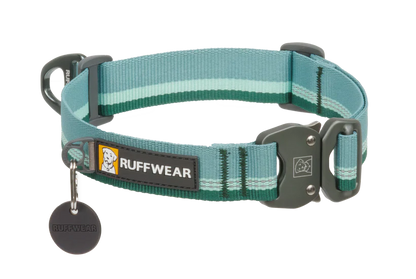 Ruffwear Top Rope™ Metal Buckle Dog Collar Strong Reflective Ballasted 20-26", River Rock Green