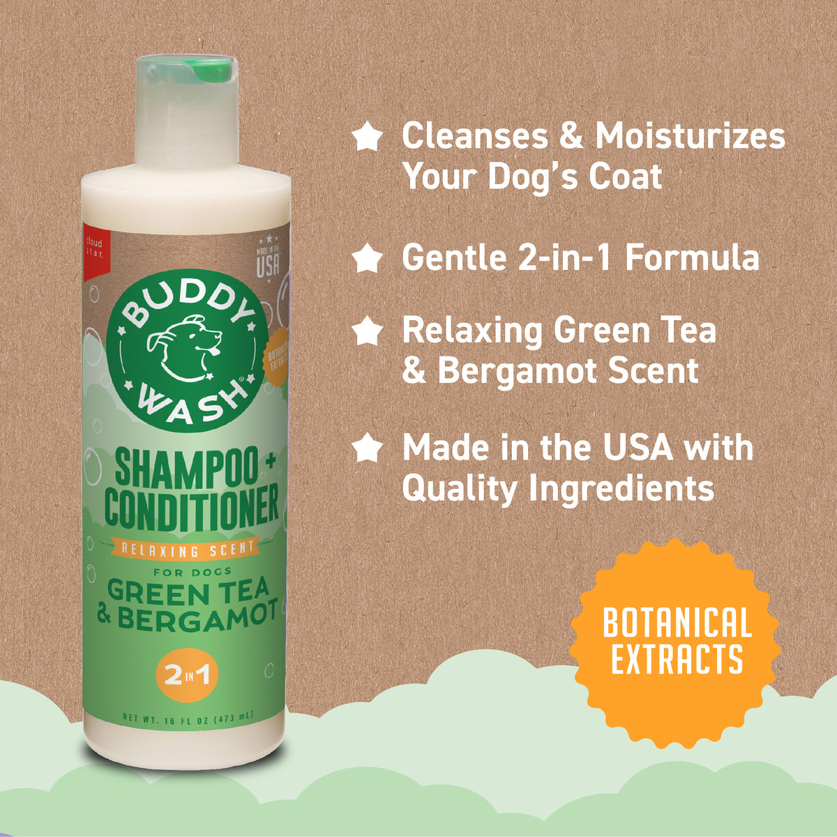 BUDDY WASH 2 IN 1 GRN TEA 16Z