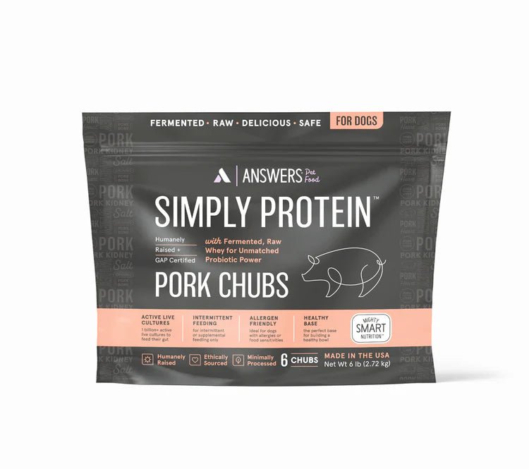 Answer's Pet Food Simply Protein Pork Formula 6lb Chubs For Dogs - RJ Paddywacks