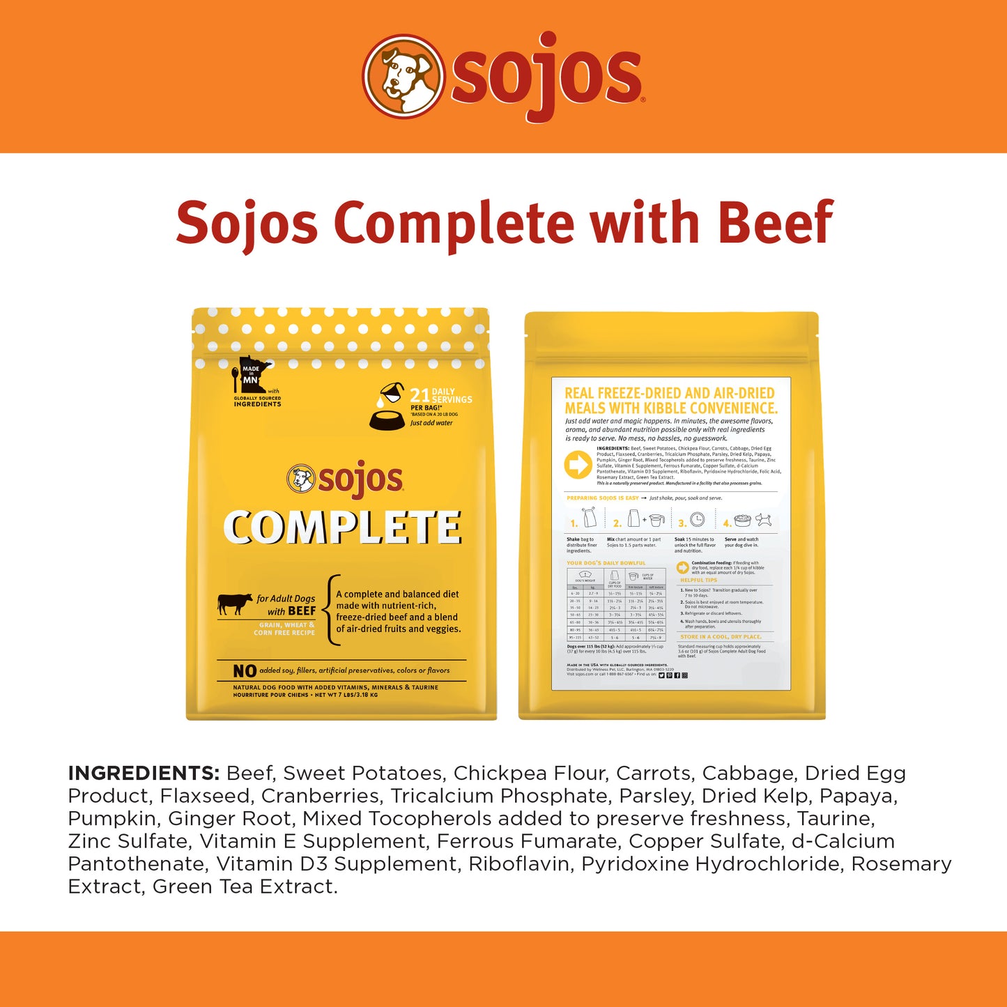 SOJOS COMPLETE BEEF FOOD 7#