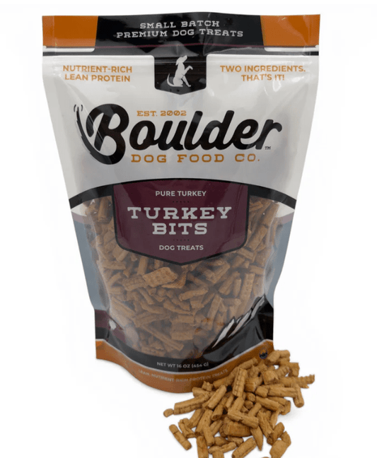 Boulder Dog Food Company Turkey Bits, Premium Protein, Two Ingredients, 16oz bag - RJ Paddywacks