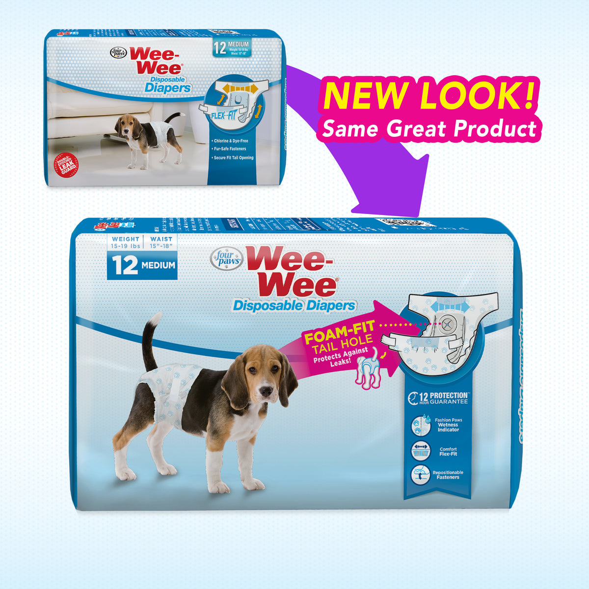FOU DISPOSABLE DIAPER M 12PK