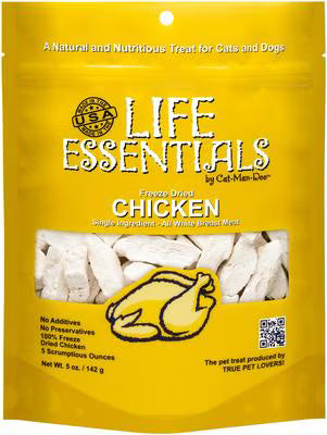 Cat-Man-Doo Life Essentials Chicken Freeze-Dried Cat & Dog Treats, 5-oz bag