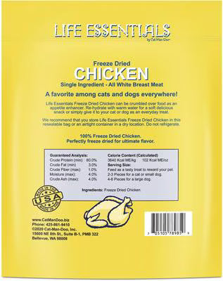 Cat-Man-Doo Life Essentials Chicken Freeze-Dried Cat & Dog Treats, 5-oz bag
