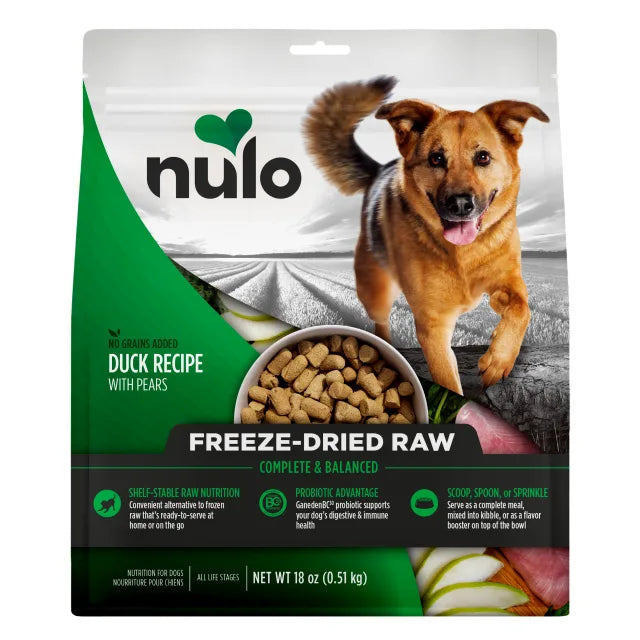 NULO FRZ DRY RW DUCK/PEAR 18oz