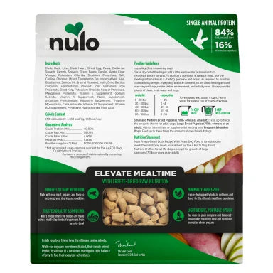 NULO FRZ DRY RW DUCK/PEAR 18oz